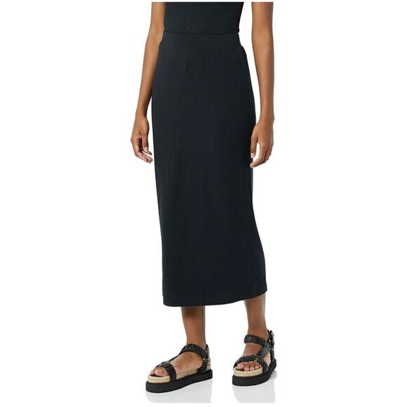 NWT Womens Daily Ritual Wide Ribbed Black Jet Set Skirt - Sz XS - Picture 1 of 4